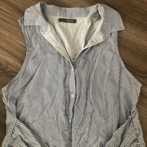 Suzy Shier blue white stripe sleeveless button down tunic/ dress sz large - Picture 3 of 6